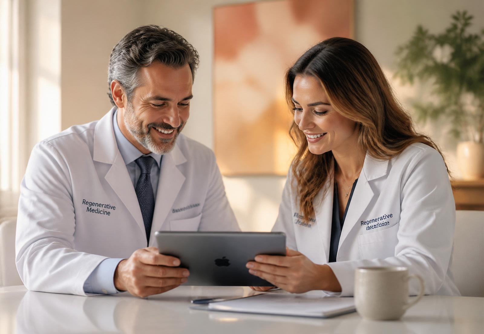 Médicos consultando el sistema clínico Xomas